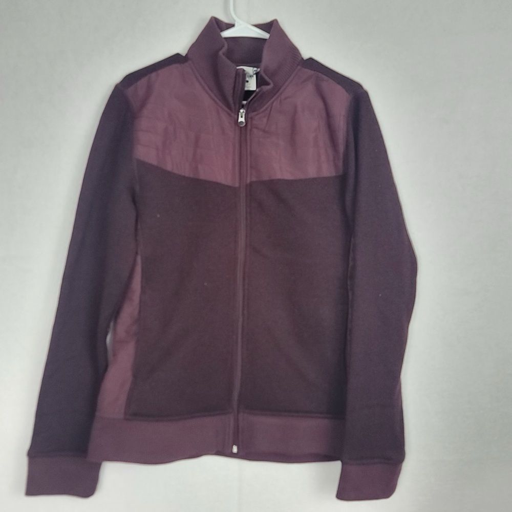 Magellan XL Women's Maroon zip up Jacket two tone multi pocket Granola Outdoor